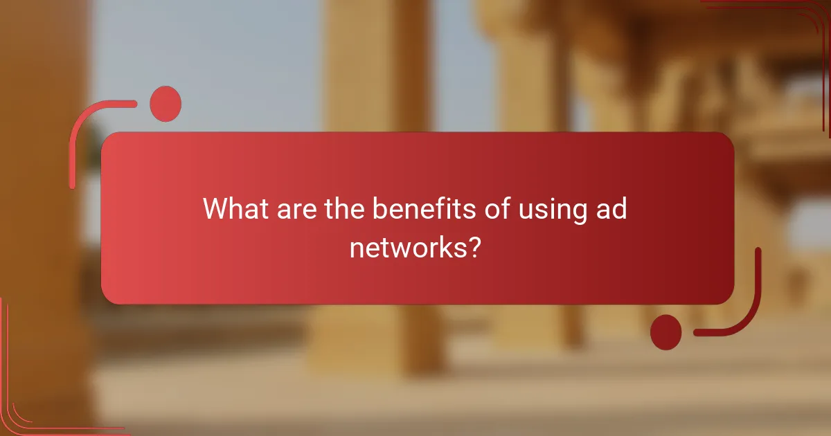 What are the benefits of using ad networks?