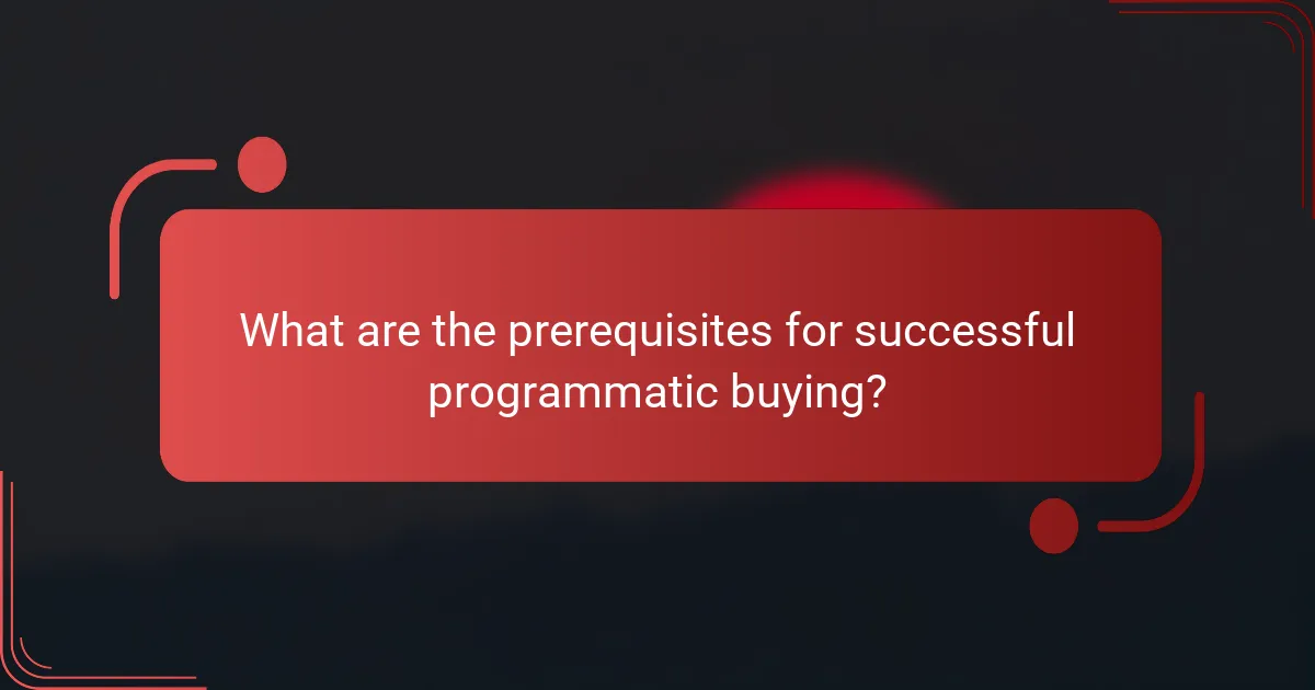 What are the prerequisites for successful programmatic buying?
