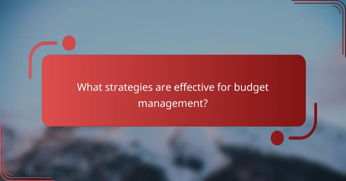 What strategies are effective for budget management?