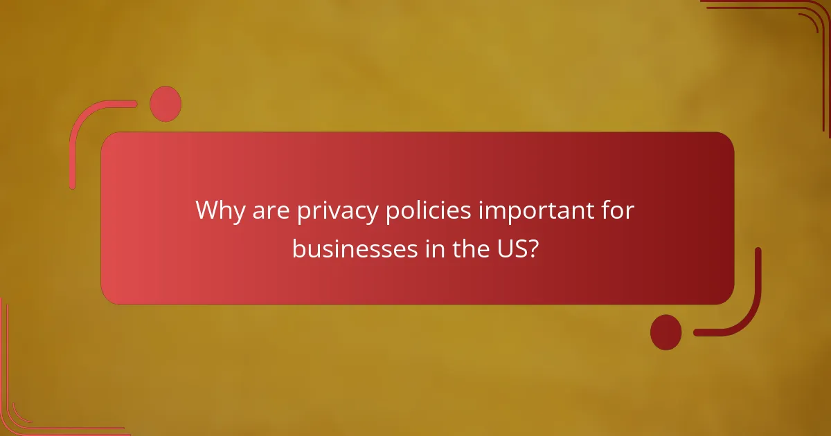Why are privacy policies important for businesses in the US?